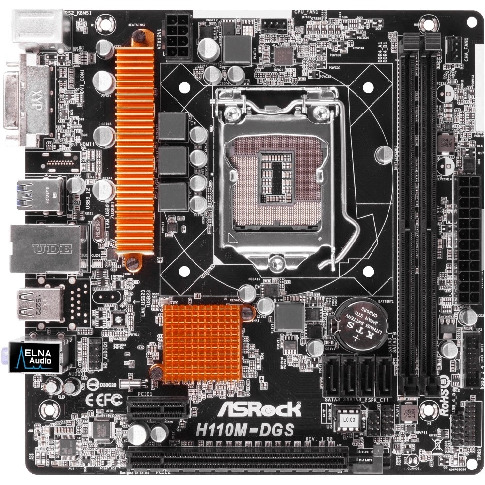 Дънна платка ASRock H110M-DGS 1151